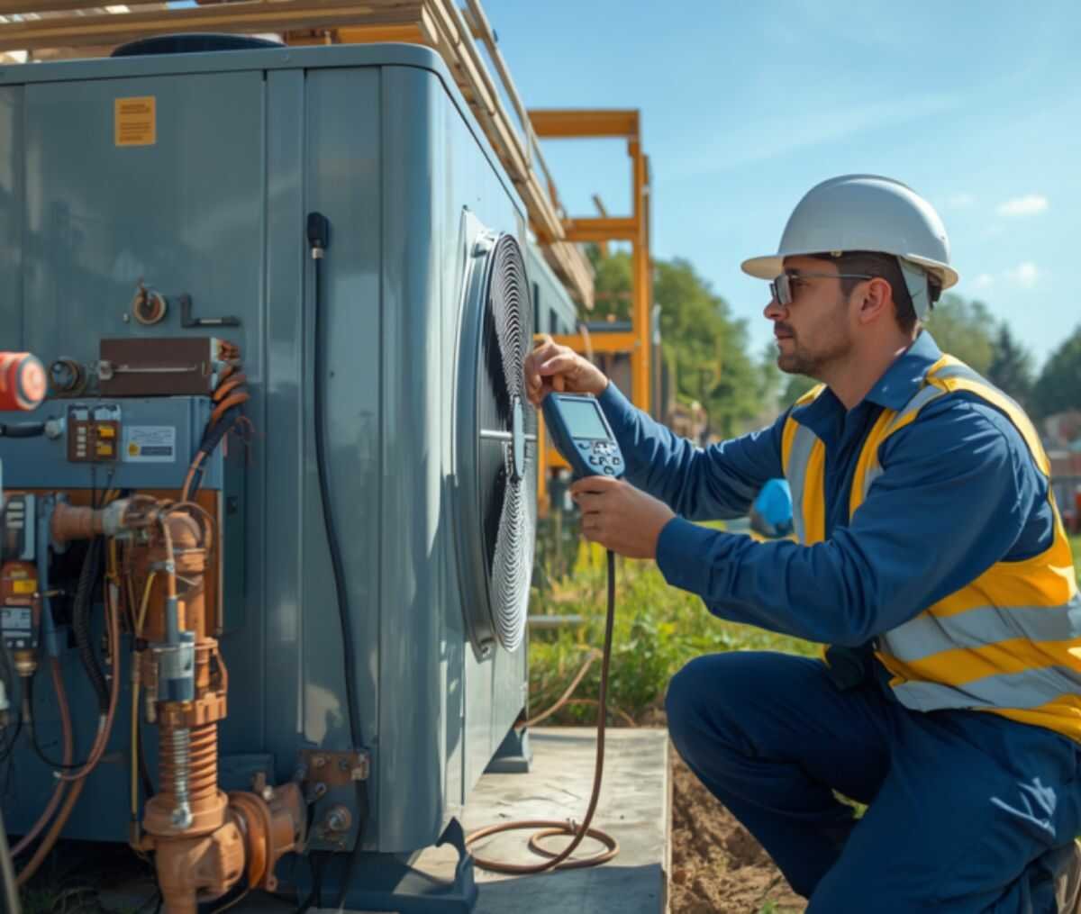 HVAC-technicus controleert een klimaatinstallatie