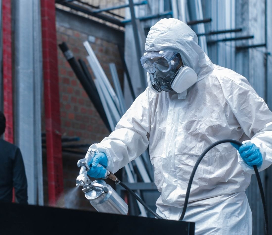 Schilder bezig met afwerking